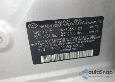 2016 Hyundai Elantra Se из США, поврежденный, VIN 5NPDH4AE6GH740452